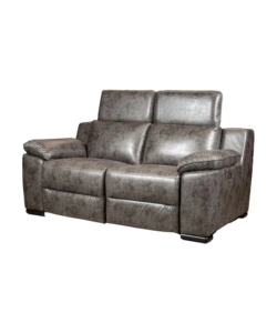 Divano 2 posti bellahome 'giulia' con sistema relax, in ecopelle effetto invecchiato grigio 170x106x85 cm