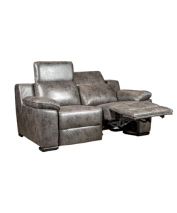 Divano 2 posti bellahome "giulia" con sistema relax, in ecopelle effetto invecchiato grigio 170x106x85 cm