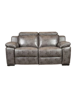 Divano 2 posti bellahome "giulia" con sistema relax, in ecopelle effetto invecchiato grigio 170x106x85 cm