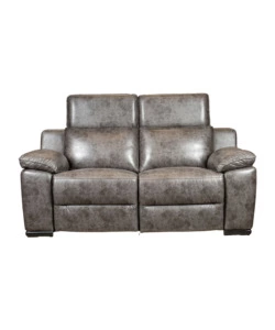 Divano 2 posti bellahome "giulia" con sistema relax, in ecopelle effetto invecchiato grigio 170x106x85 cm