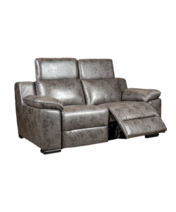 Divano 2 posti bellahome "giulia" con sistema relax, in ecopelle effetto invecchiato grigio 170x106x85 cm