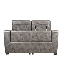 Divano 2 posti bellahome "giulia" con sistema relax, in ecopelle effetto invecchiato grigio 170x106x85 cm