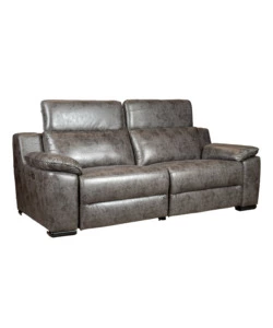 Divano 3 posti bellahome 'giulia' con sistema relax, in ecopelle effetto invecchiato grigio 210x106x104 cm