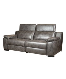 Divano 3 posti bellahome 'giulia' con sistema relax, in ecopelle effetto invecchiato grigio 210x106x85 cm