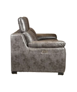 Divano 3 posti bellahome "giulia" con sistema relax, in ecopelle effetto invecchiato grigio 210x106x104 cm