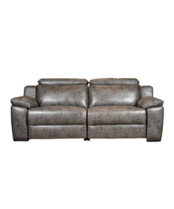 Divano 3 posti bellahome "giulia" con sistema relax, in ecopelle effetto invecchiato grigio 210x106x104 cm