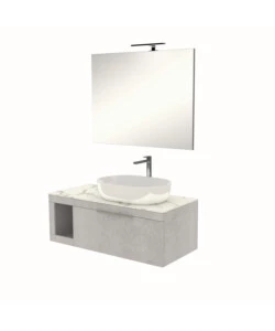 Mobile bagno decor bagno 'tiziano' colore grigio caldo con top in marmo carrara, 110 cm