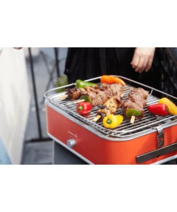 Barbecue elettrico da tavolo barbecook "e-carlo" in acciaio inox colore rosso, griglia 38,5x28,5 cm