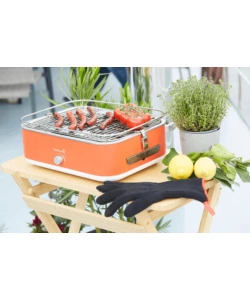 Barbecue elettrico da tavolo barbecook "e-carlo" in acciaio inox colore rosso, griglia 38,5x28,5 cm