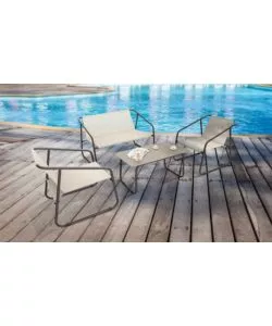 Set da giardino garden friend "nizza" in acciaio marrone 2 poltrone 1 divano 1 tavolo