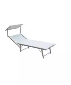 Lettino prendisole reclinabile garden friend 'ibiza' in alluminio e textilene bianco 183x59x36 cm