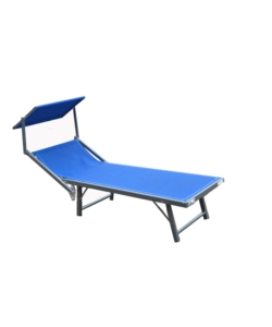 Lettino prendisole reclinabile garden friend 'ibiza' in alluminio e textilene blu 183x59x36 cm