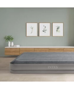 Materasso matrimoniale gonfiabile intex "airbed dura-beam prestige mid-rise" con pompa usb incorporata grigio 152x203x30 cm