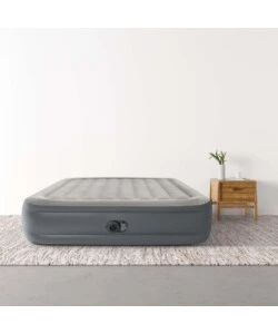 Materasso matrimoniale autogonfiante intex "airbed dura-beam essential rest" con pompa elettrica incorporata grigio 152x203x46 cm