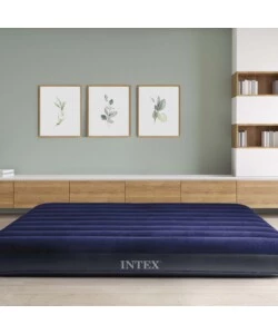 Materasso matrimoniale king gonfiabile intex "airbed dura-beam standard classic downy" blu 183x203x25 cm