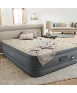 Materasso matrimoniale autogonfiante intex "airbed dura-beam premaire ii" con pompa elettrica incorporata, porta usb e controllo tramite app beige 152x203x46 cm