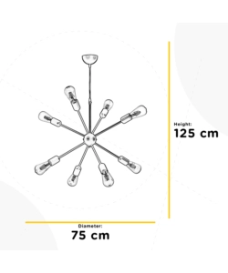 Lampadario onli 'satellite'nero 8 luci, e27