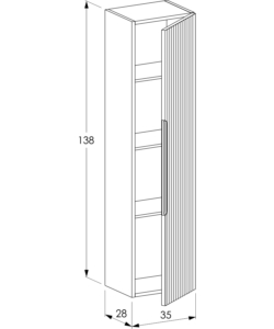 Colonna pensile sospesa decor bagno "canaletto" con 1 anta colore bianco neve, 35x28x138 cm