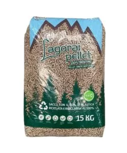 Sacco pellet in legno di abete certificato en plus a1 prodotto in trentino, 15 kg