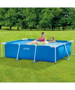 Piscina fuori terra rettangolare intex "rectangular frame" colore blu, 220x150x60 cm