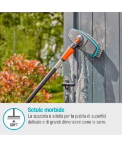 Set manico per pulizia gardena "cleansystem soft" per superfici delicate