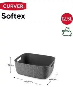 Cesto portaoggetti keter 'curver softex m' antracite, 12,5 litri