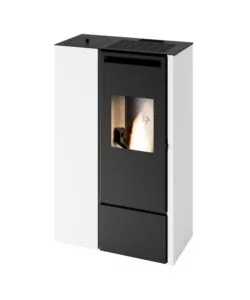 Stufa a pellet slim ermetica punto fuoco 'pia' bianco 9,9 kw