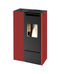 Stufa a pellet slim ermetica punto fuoco "pia" rosso 9,9 kw