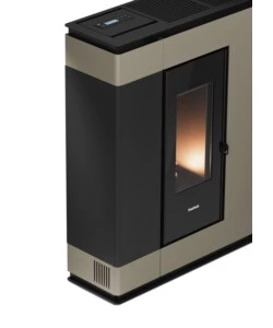 Stufa a pellet slim canalizzata ermetica freepoint "arco 9" light bronze 8,5 kw con wi-fi