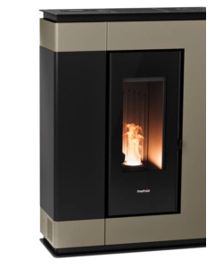 Stufa a pellet slim canalizzata ermetica freepoint "arco 9" light bronze 8,5 kw con wi-fi