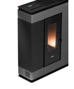 Stufa a pellet slim canalizzata ermetica freepoint "arco 9" titanium 8,5 kw con wi-fi