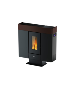 Stufa a pellet slim canalizzata ermetica freepoint 'moon' moka 10 kw con wi-fi