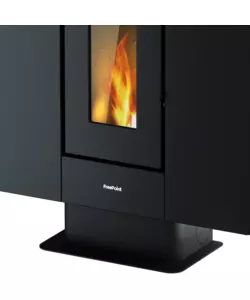 Stufa a pellet slim canalizzata ermetica freepoint "moon" moka 10 kw con wi-fi