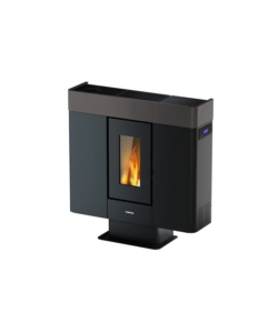 Stufa a pellet slim canalizzata ermetica freepoint "moon" titanium 10 kw con wi-fi