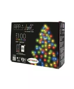 Luci led natale 100 led multicolore con telecomando e app, 10 metri