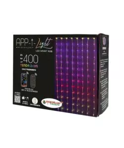 Tenda luminosa natale 400 led con telecomando e app, 2x2 metri