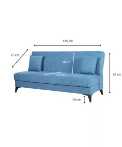 Divano 3 posti bellahome 'abete' blu, 185x78x90 cm