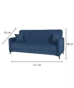 Divano letto bellahome 'libra' 3 posti dark blue, 211x92x98 cm