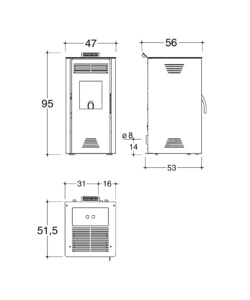 Stufa a pellet ventilata invicta 'adrano plus' rosso 7,3 kw