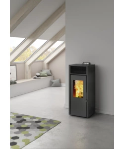 Stufa a pellet ventilata invicta "nola plus" nero 9,5 kw