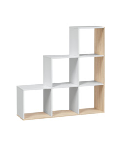 LIBRERIA SCALETTA COLORE BIANCO E QUERCIA, 108X28X110 CM