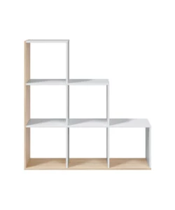 Libreria scaletta colore bianco e quercia, 108x28x110 cm