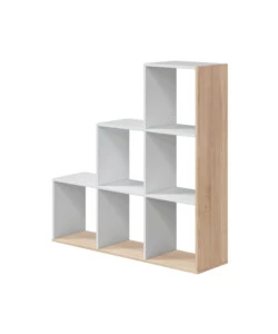 LIBRERIA SCALETTA COLORE BIANCO E QUERCIA, 108X28X110 CM