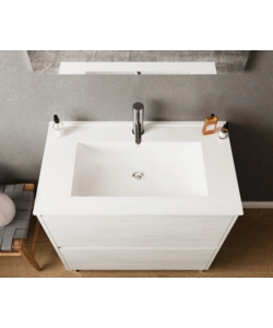 Mobile bagno "lisbona" con lavabo, specchio e 2 cassetti colore rovere bianco, 80x47x85 cm