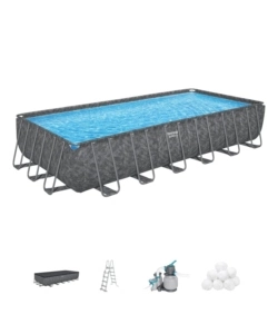 Piscina fuori terra bestway 'apx 365' effetto marmo scuro 732x366x132 cm