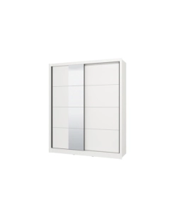 Armadio bellahome "alba" con 2 ante scorrevoli con specchio bianco, 180x59,8x215,5 cm