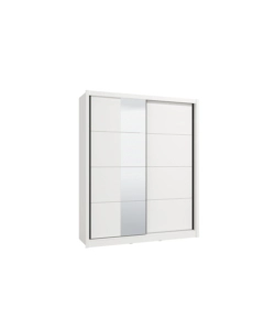 Armadio bellahome "alba" con 2 ante scorrevoli con specchio bianco, 180x59,8x215,5 cm