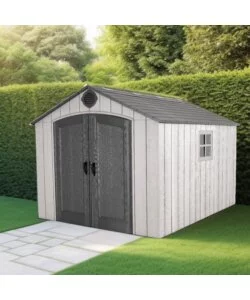 Casetta da giardino lifetime in resina effetto legno grigio 244x305x241 cm