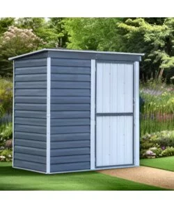 Casetta da giardino habrita "spacemaker shed" in acciaio zincato antracite e panna 203,2x161,1x196,4 cm