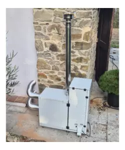 Stufa a pellet senza canna fumaria pirox "turbopellet" bianco 11 kw